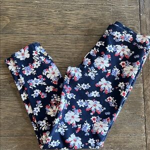 Janie and Jack Navy Floral Print Leggings with Red Accents